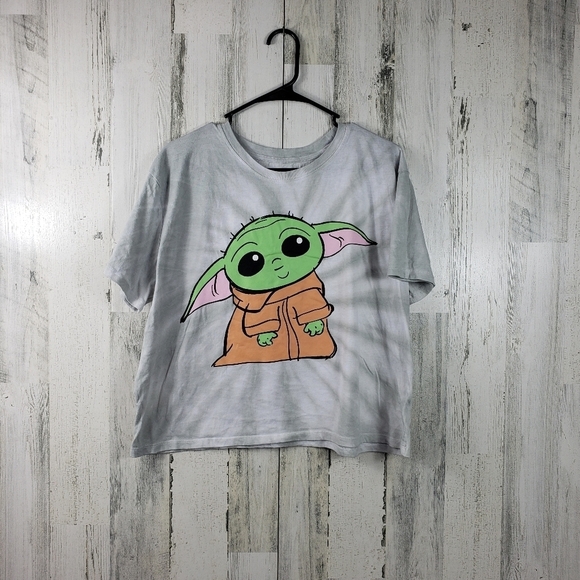 Star wars Grogu tye dye crop short sleeve graphic t-shirt women's plus size XXL - Picture 1 of 7